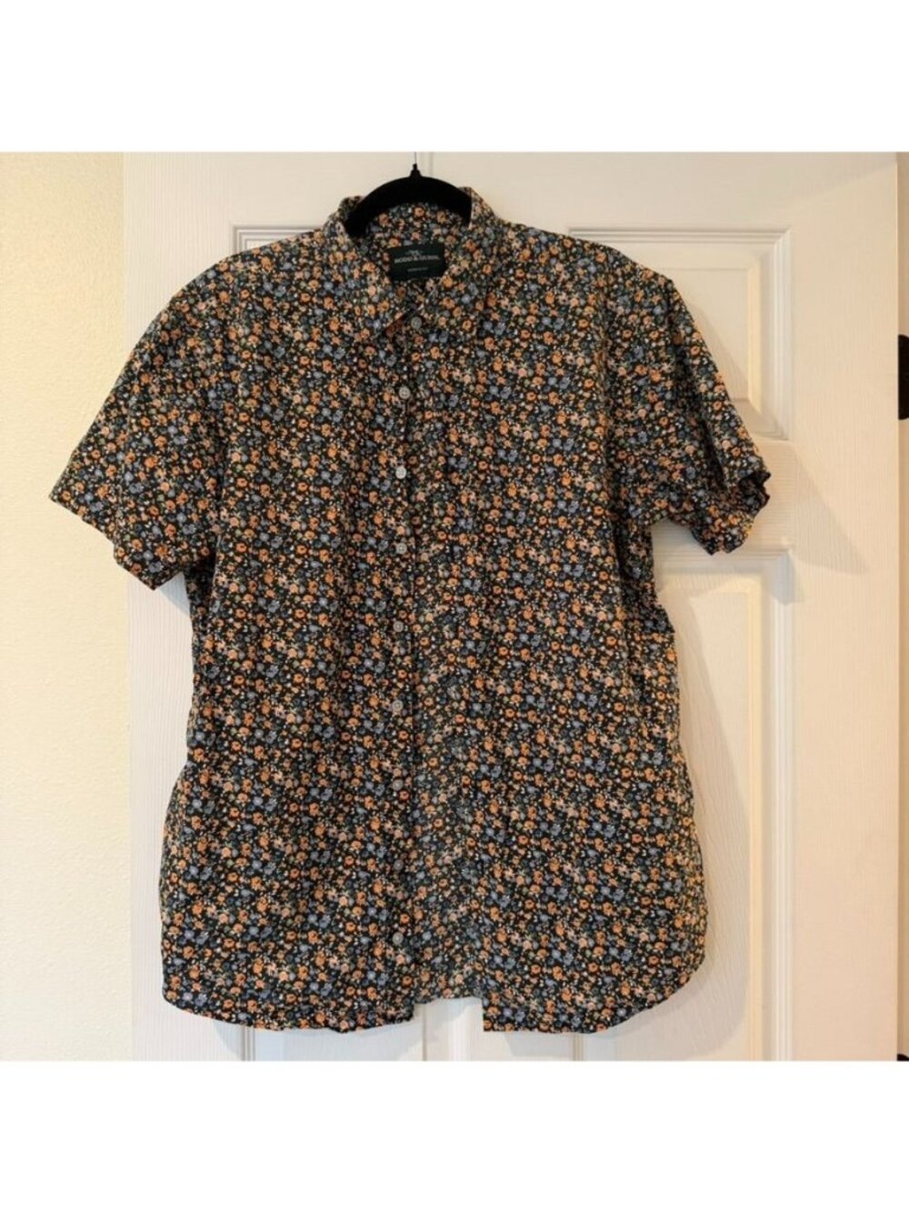 Rodd and Gunn Cotton Multicolor Print Short Sleeve Button Up Shirt Size Large